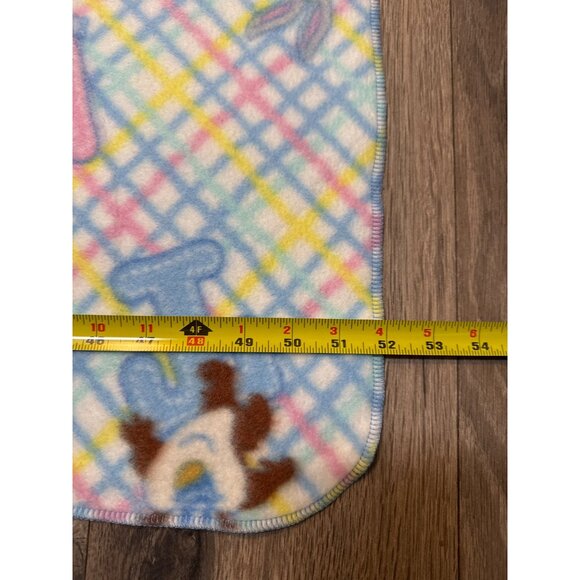 Looney Tunes Baby Blanket Soft Fleece 44x42 Inches Pastel Plaid With Cartoon Cha - Picture 6 of 6